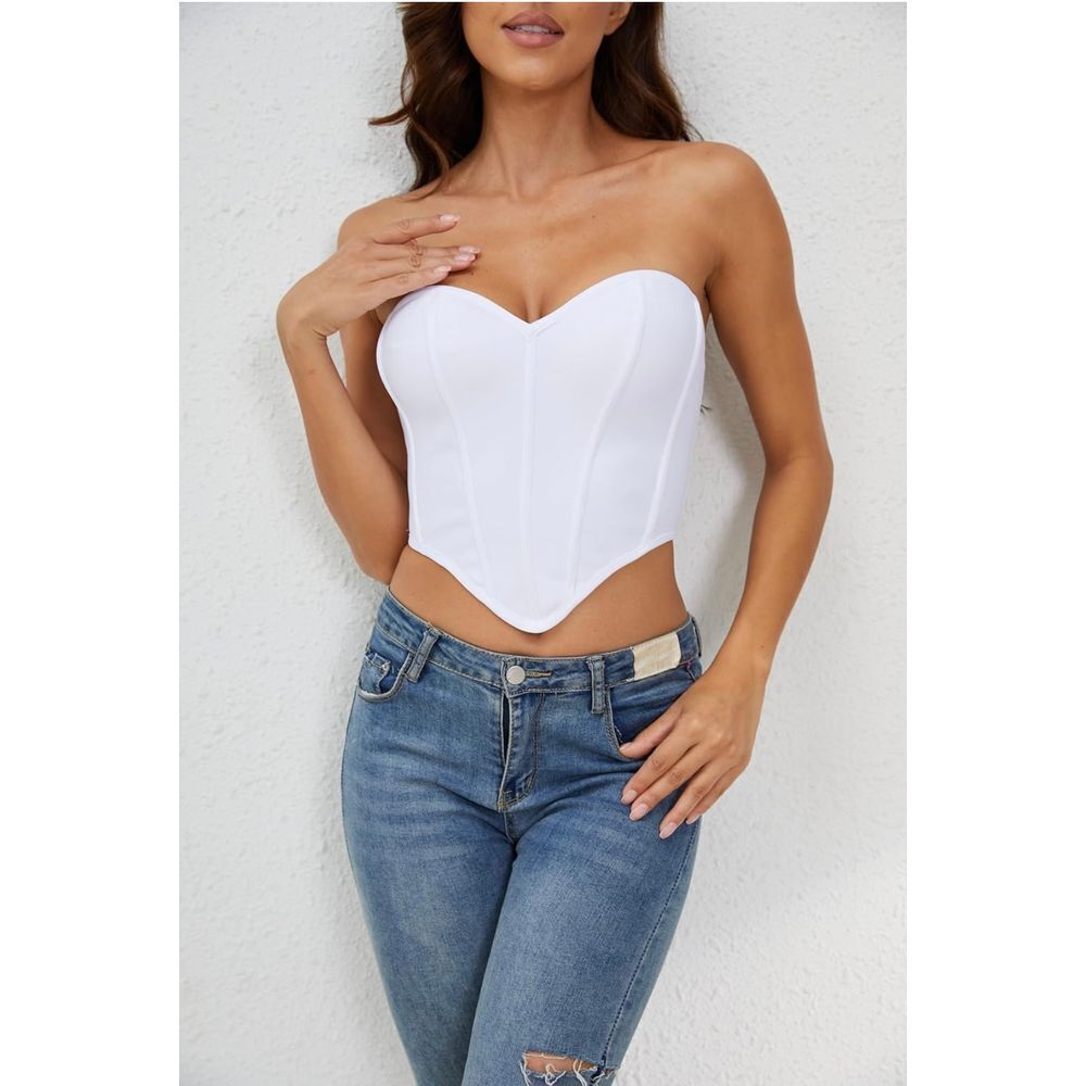 Micas V-Hem Tie Back Corset Corset‎ Top white Size L